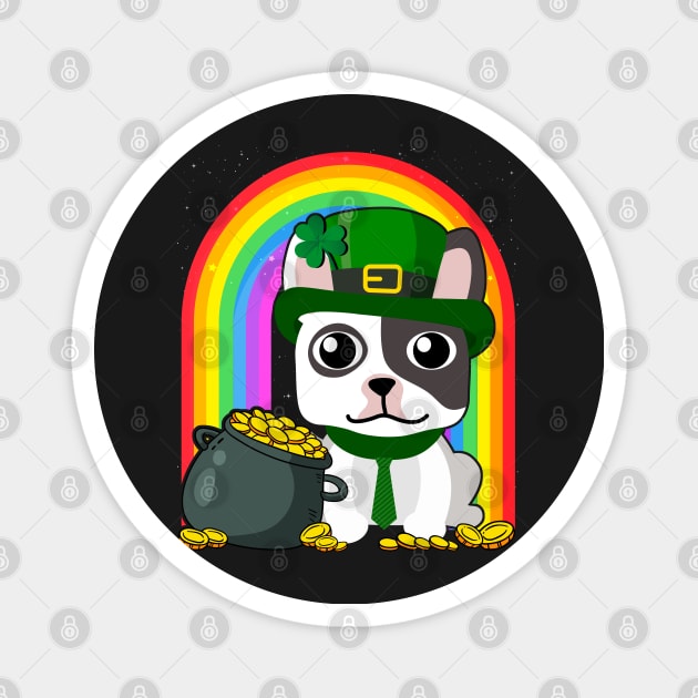 French Bulldog Rainbow Irish Clover St Patrick Day Dog Gift product Magnet by theodoros20